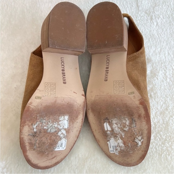 LUCKY BRAND Terif Topanga Tan Suede Leather Sandals Size 8.5 - Picture 7 of 9